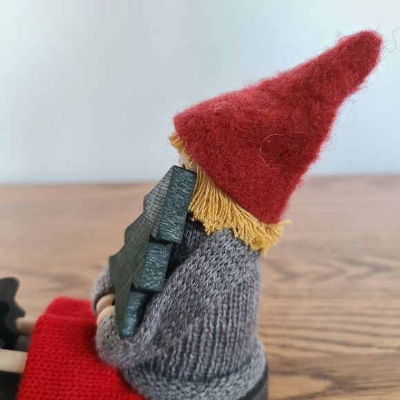 Handmade Sweden Larssons Tra Wood Christmas Figurine Girl on Sled Holding Tree - Picture 12 of 15